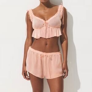 🆕 SKIMS Romance Babydoll & Short Silk Set in Primrose